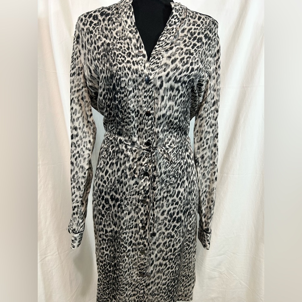 Etcetera‎ Long Sleeve Leopard Print Black and White Shirt Dress Size 4